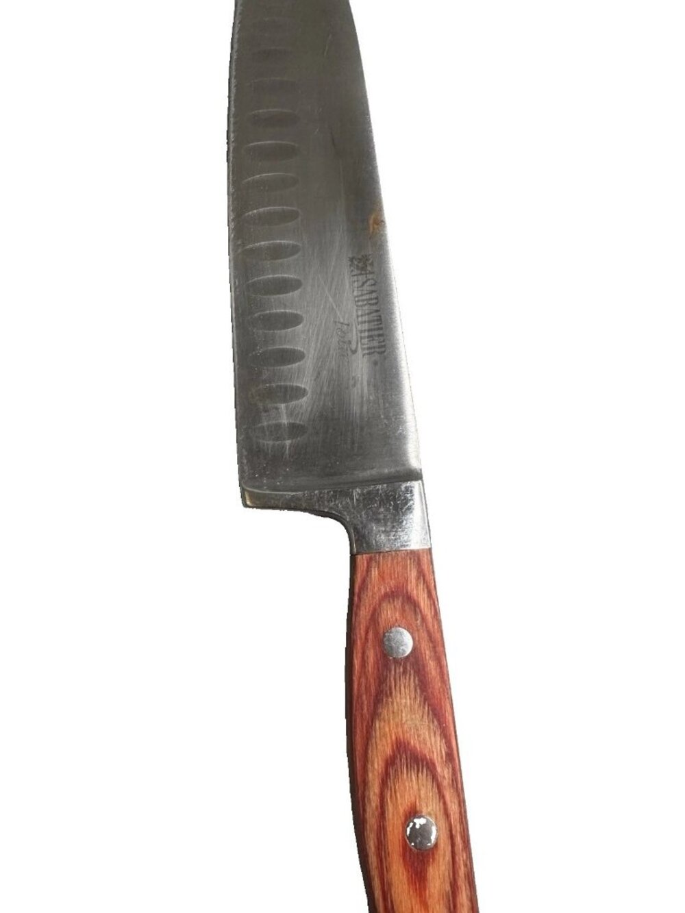 Sabatier Loire 7" Chef Knife Triple Riveted Wood Handle Granton Edge Kitchen Cut